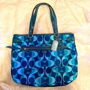 Coach tote bag- Teal green/blue.